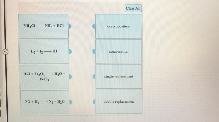 Solved Clear All NH4Cl + NH3 + HCl decomposition H2 +12 —HI | Chegg.com