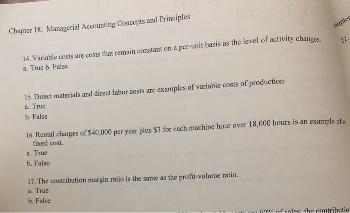 Solved hapter Chapter 18: Managerial Accounting Concepts and | Chegg.com