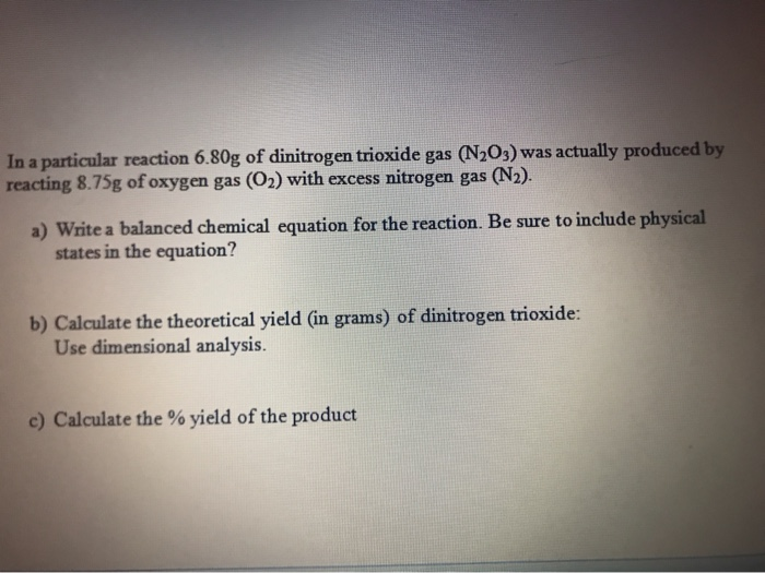 Solved Write the balance chemical equation to show the