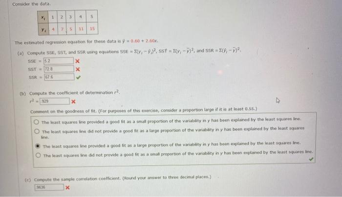 Solved Consider the data x 1 2 3 4 5 y4 21 11 15 The | Chegg.com