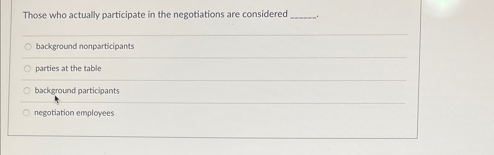 Solved Those Who Actually Participate In The Negotiations | Chegg.com