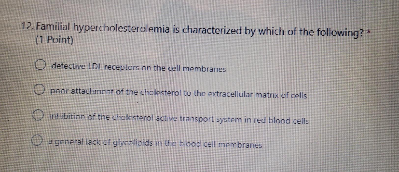 Solved 12 Familial Hypercholesterolemia Is Characterized Chegg Com