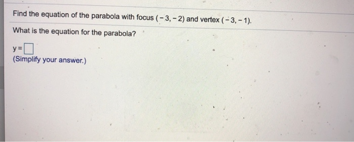 find equation of parabola whose focus is 2 3