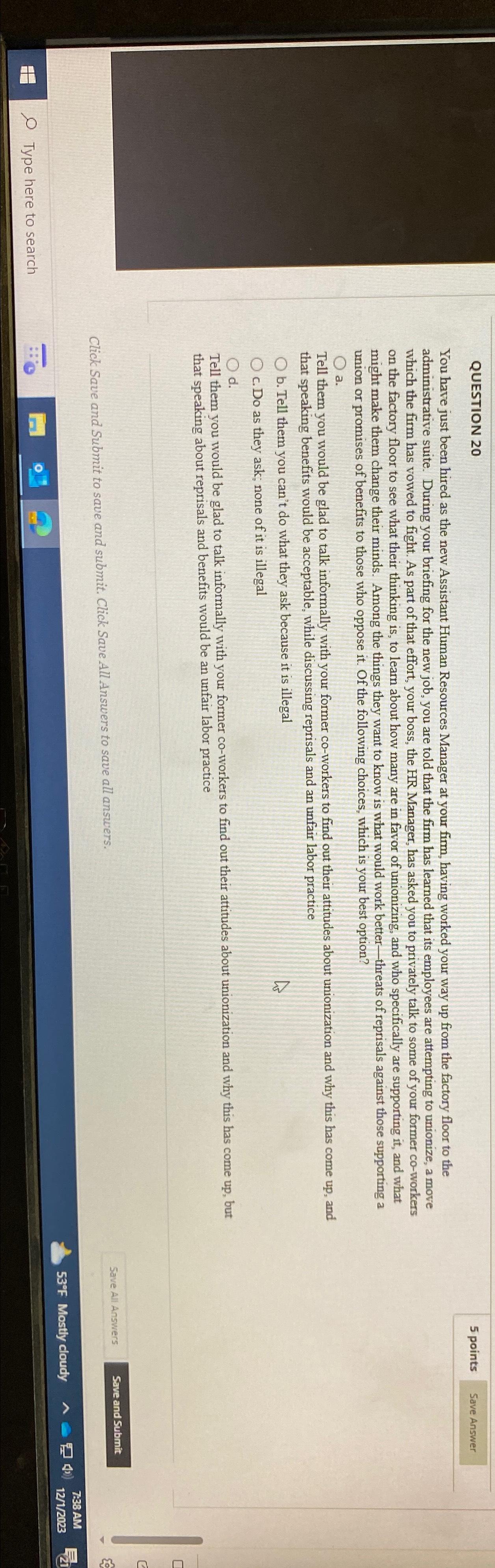 Solved QUESTION 205 ﻿pointsYou have just been hired as the | Chegg.com