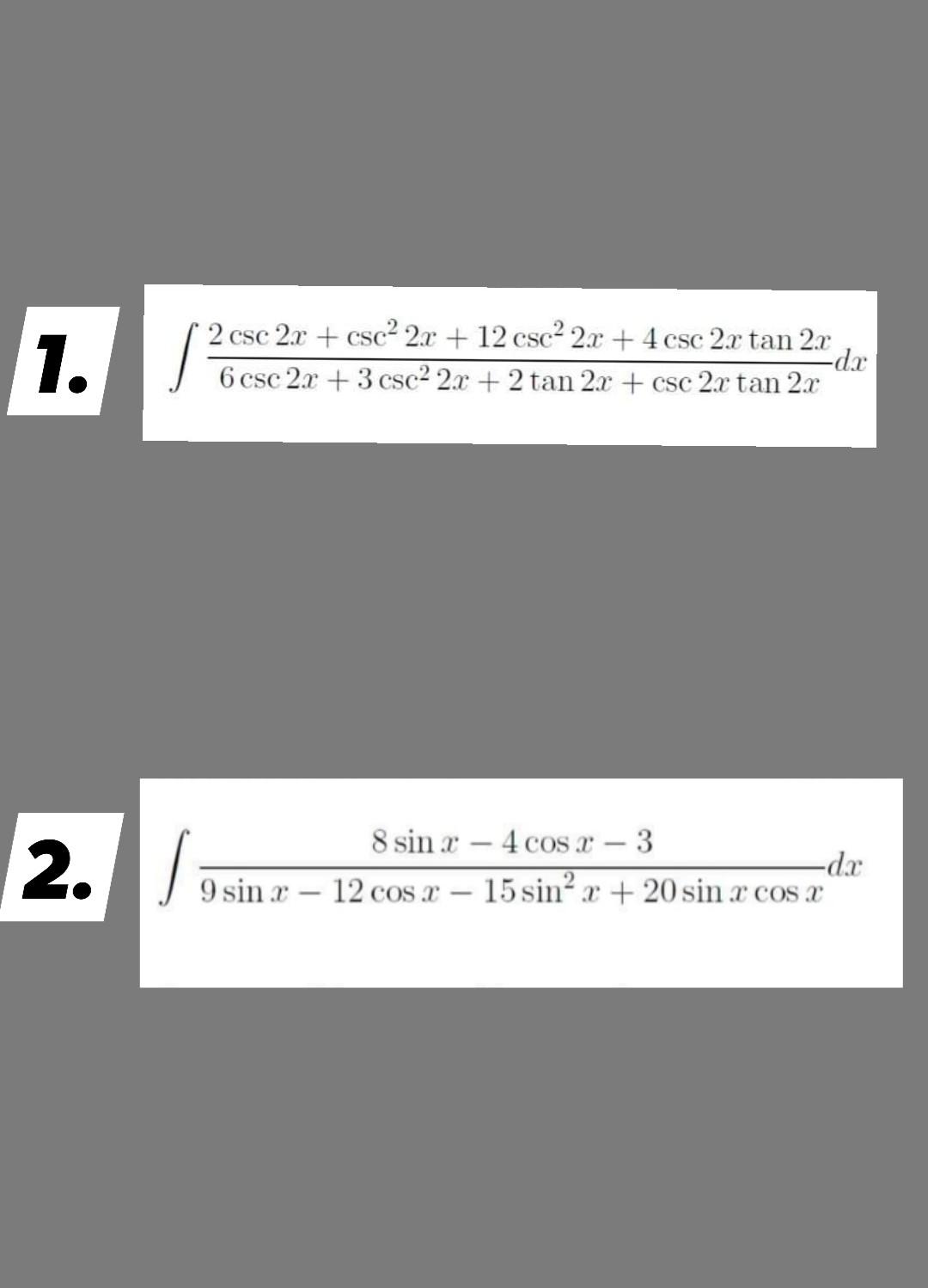 Solved 1. si 2 csc 2r + csc 2x + 12 csc? 2x + 4 csc 2x tan | Chegg.com
