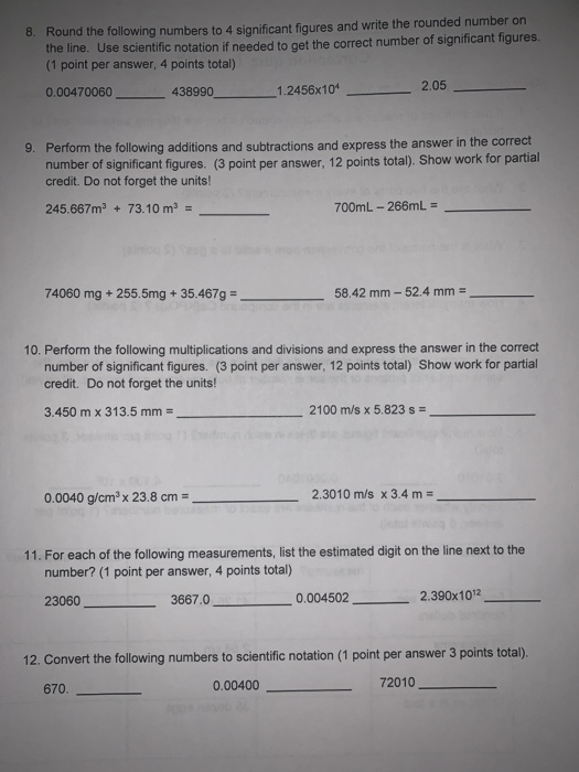 Solved 8. Round the following numbers to 4 significant | Chegg.com
