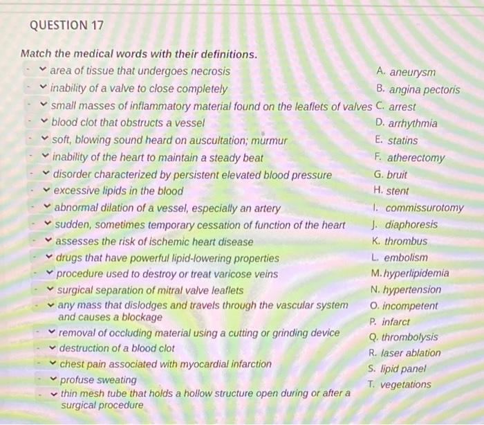 solved-question-17-match-the-medical-words-with-their-chegg