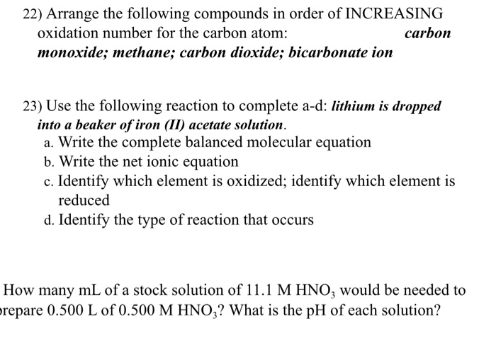 Solved 22) Arrange the following compounds in order of | Chegg.com