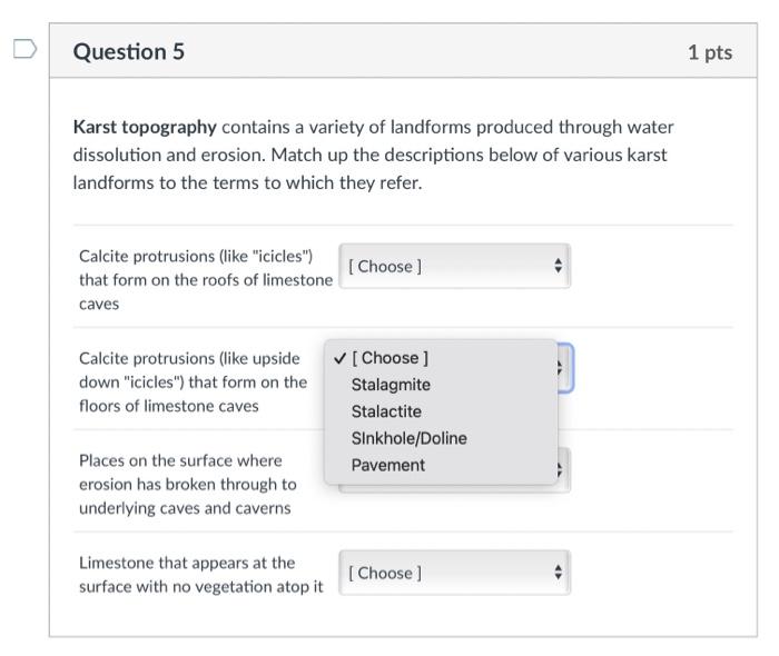 Solved Karst topography contains a variety of landforms | Chegg.com