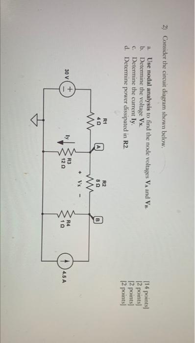 Solved 2) Consider the circuit diagram shown below. Use | Chegg.com