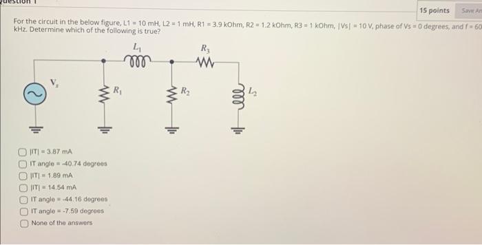 Solved For the circuit in the below figure, | Chegg.com