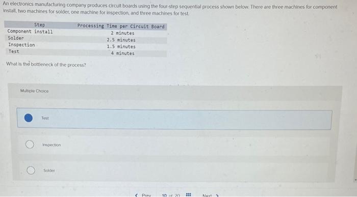 An electronics manufacturing company produces circult boards using the four-step sequential process shown below. There are th