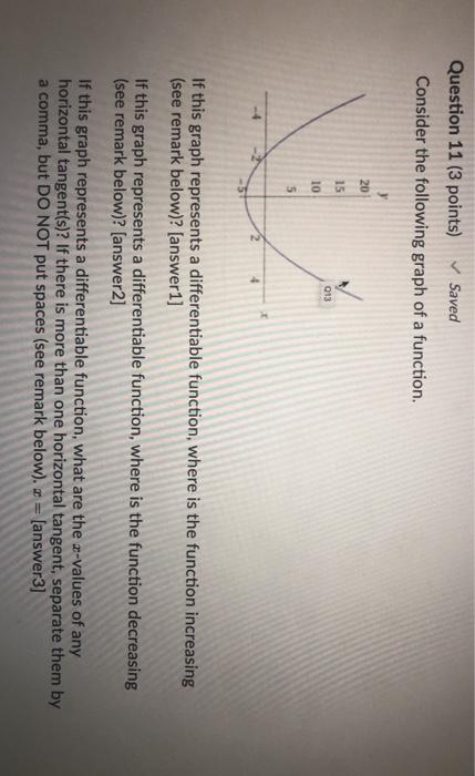 Solved Question 11 (3 points) Saved Consider the following | Chegg.com