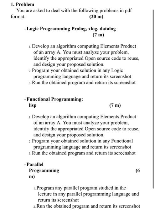 Solved 1. Problem You Are Asked To Deal With The Following | Chegg.com