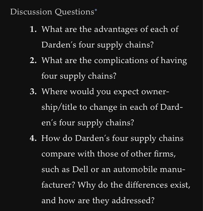 darden's global supply chain case study answers