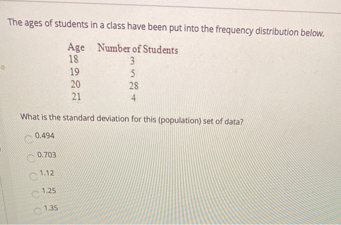 Solved The ages of students in a class have been put | Chegg.com