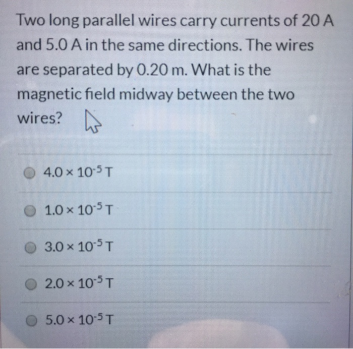 Solved Two Long Parallel Wires Carry Currents Of 20 A And Chegg Solved Two Long Parallel Wires Carry Currents Of 20 A And Chegg