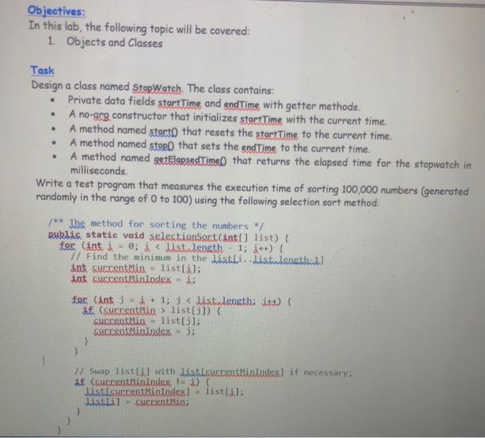 Solved in JAVA Design a class named StopWatch. The class
