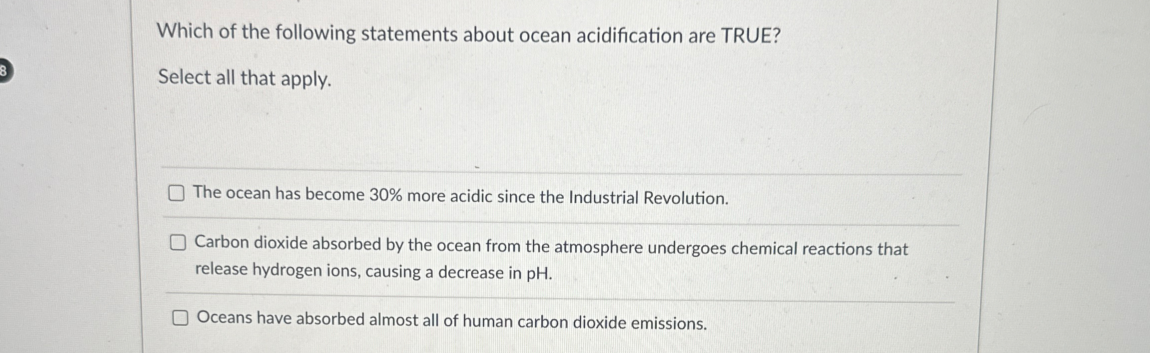 Solved Which of the following statements about ocean | Chegg.com