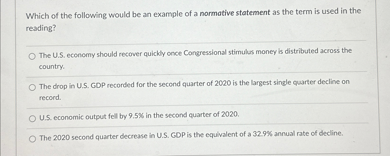 Solved Which of the following would be an example of a | Chegg.com