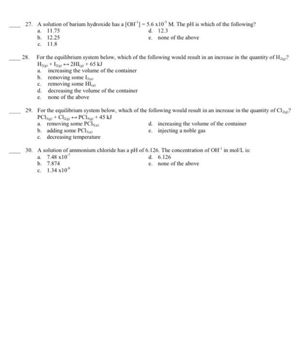Solved 20. A chemical reaction is carried out in a | Chegg.com
