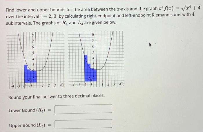 Solved Find lower and upper bounds for the area between the | Chegg.com