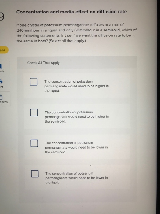 Solved Concentration and media effect on diffusion rate U If | Chegg.com