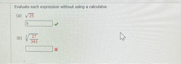 Solved 'Evaluate each expression without using a calculator