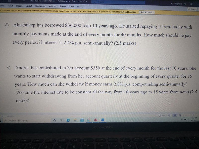 math 101 assignment 1 solution