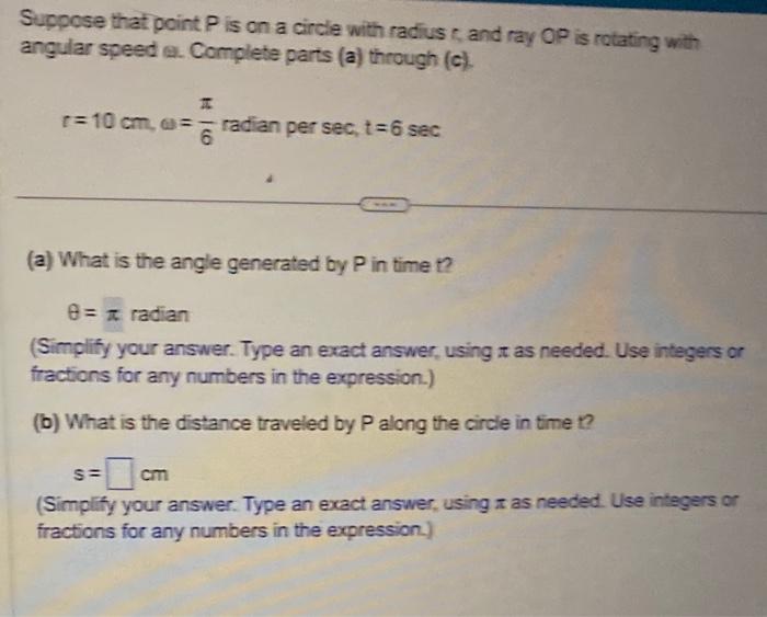 Solved Consider A Circle Of Radius 4 And A Point P Rotating Chegg Com