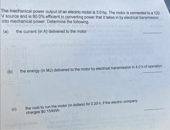 Solved The mechanical power output of an electric motor is