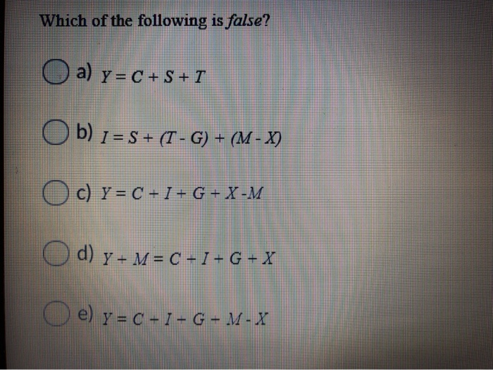 Solved Which Of The Following Is False O A Y C S T Ob Chegg Com