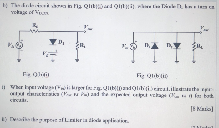 Solved B) The Diode Circuit Shown In Fig. Q1(b)(i) And | Chegg.com