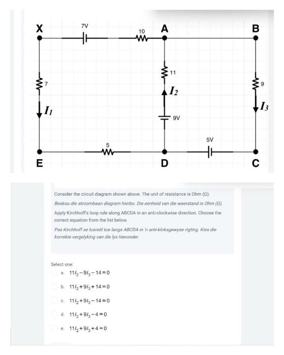 Consider the circuit diagram shown above. The unit of resistance is Ohm (0).
Beskou die stroombaan diagram hierbo. Die eenhei