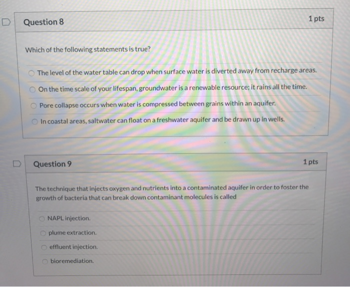 Solved Question 8 1 pts Which of the following statements is