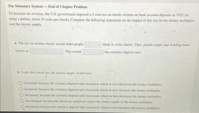 Solved options for A 1. Less or more 2.currency or demand | Chegg.com