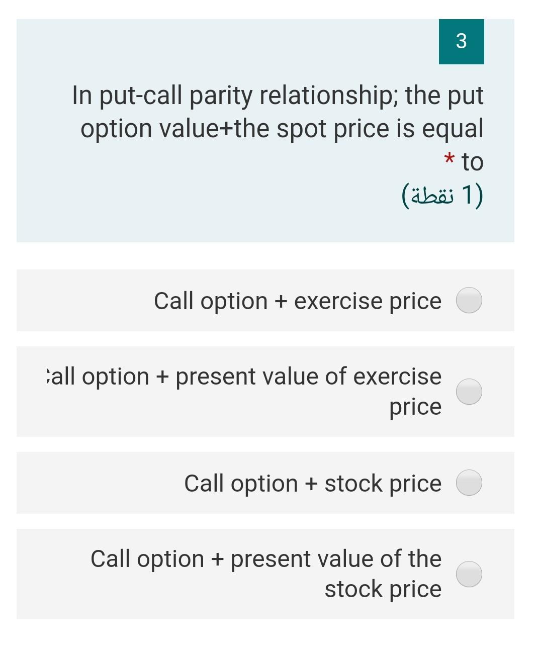 Solved In put-call parity relationship; the put option | Chegg.com
