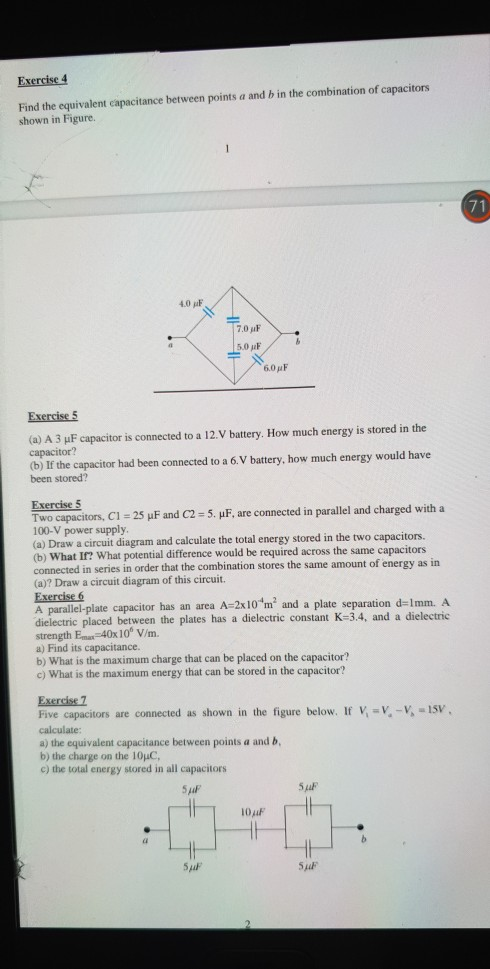 Solved Exercise 4 Find The Equivalent Capacitance Between | Chegg.com