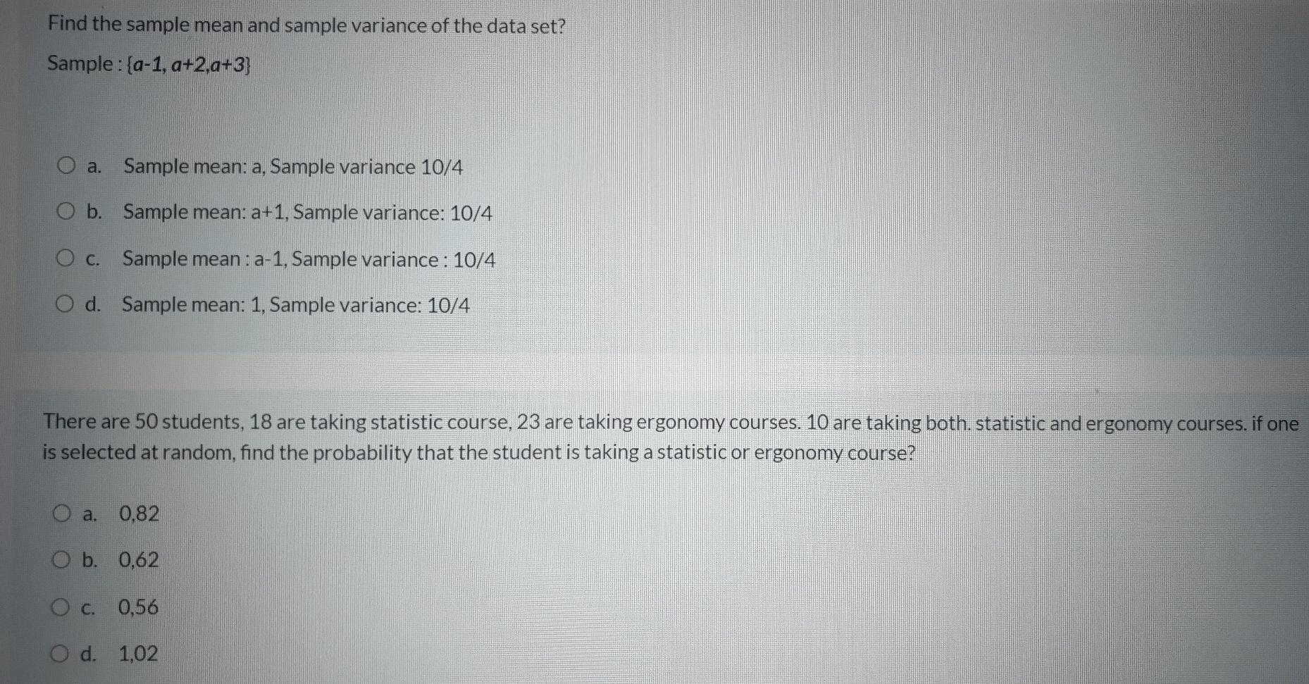 Solved Find the sample mean and sample variance of the data | Chegg.com
