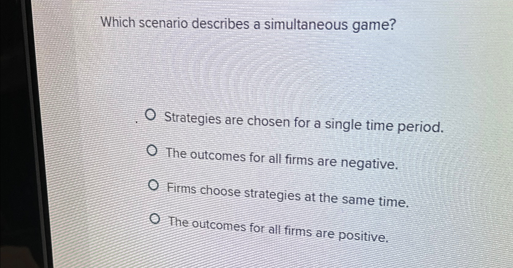 Solved Which scenario describes a simultaneous | Chegg.com