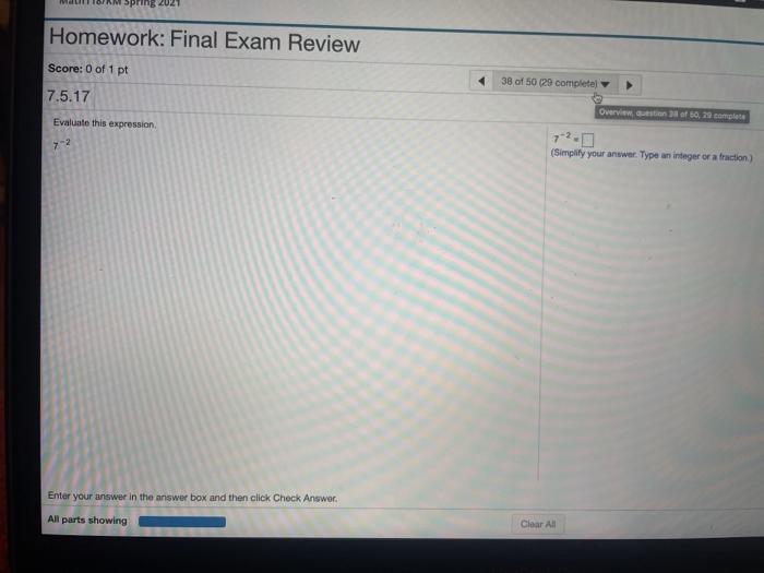 Solved Homework: Final Exam Review Score: 0 of 1 pt 38 of 50 | Chegg.com