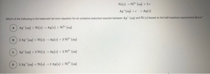 Solved Ni() N1(aq) + 2 Ag