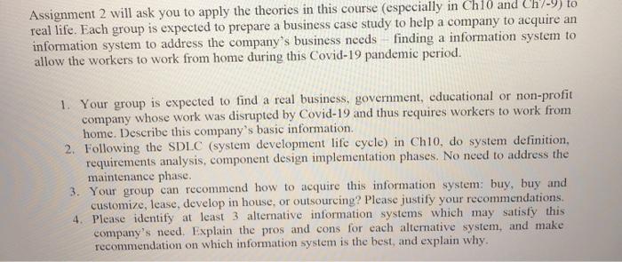 Assignment 2 will ask you to apply the theories in | Chegg.com