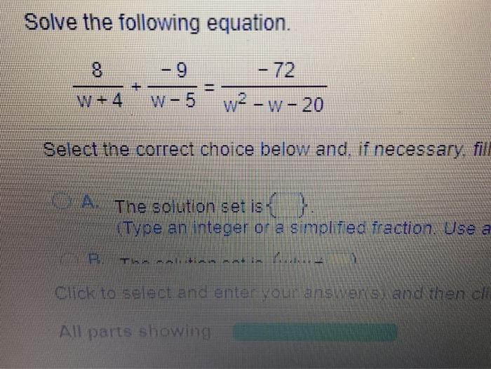 Solved Solve The Following Equation Select The Correct | Chegg.com