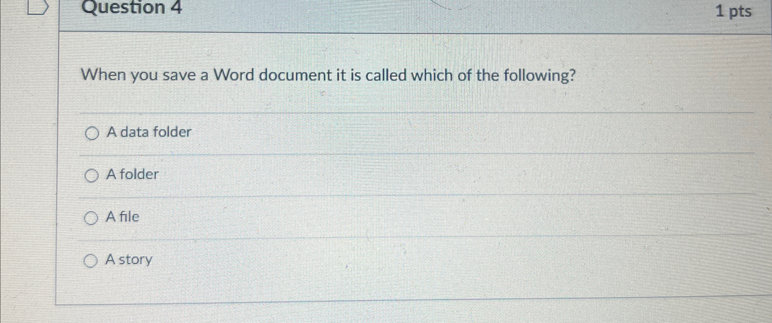 Solved Question 41 ﻿ptsWhen you save a Word document it is | Chegg.com