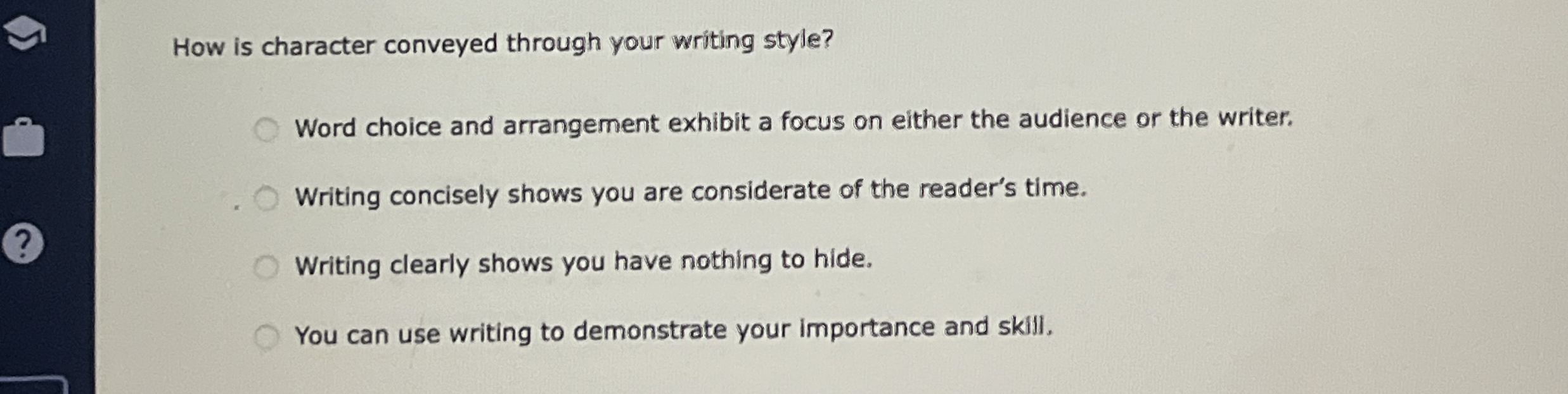Solved How is character conveyed through your writing