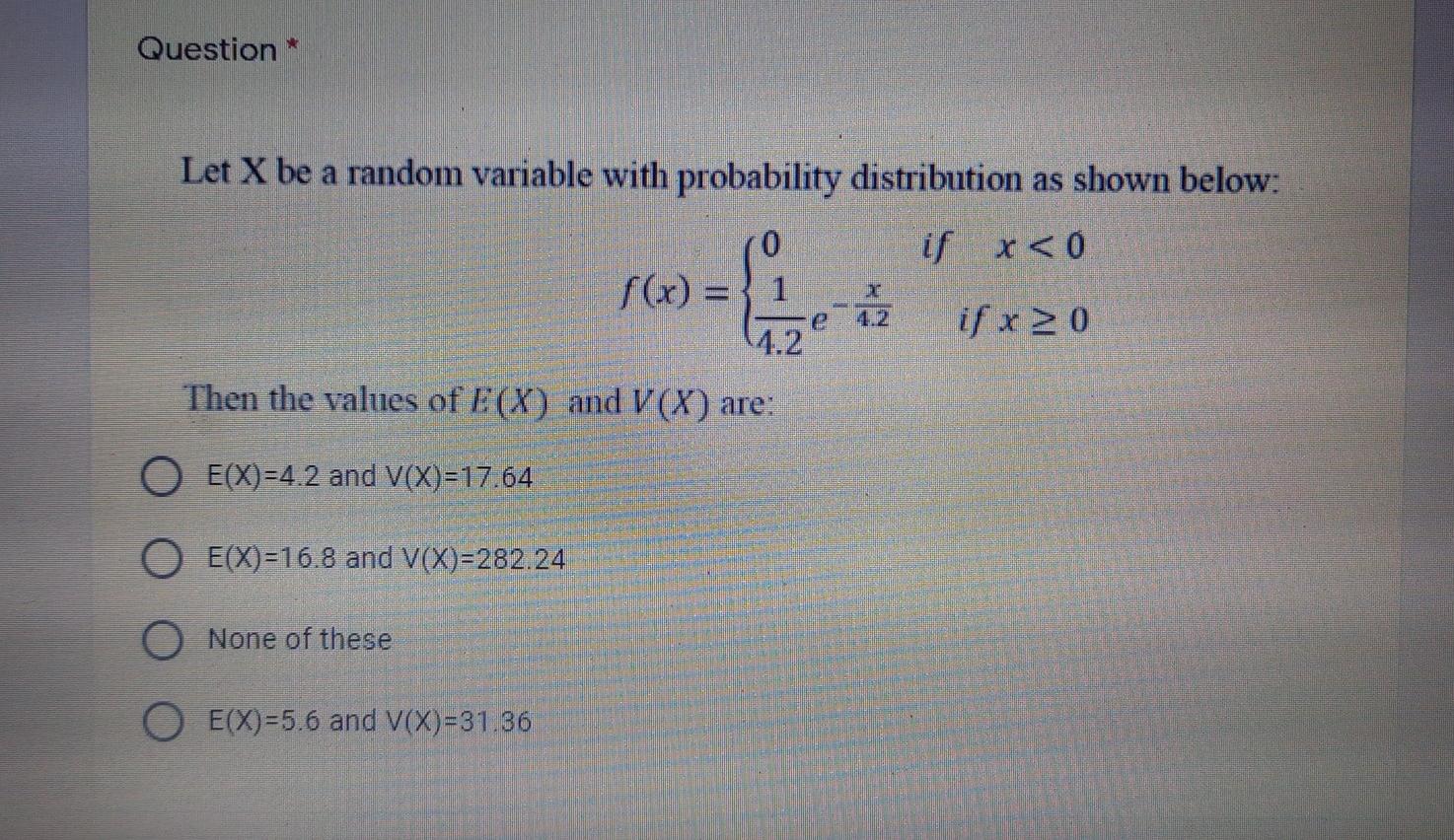 Solved Question Let X be a random variable with probability | Chegg.com
