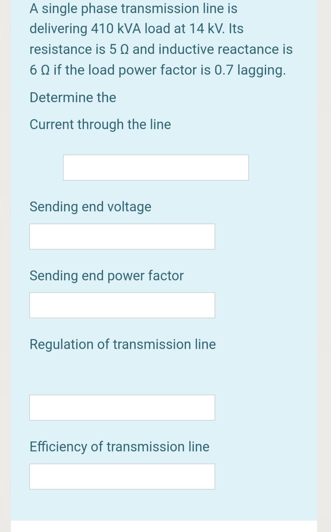 Solved A single phase transmission line is delivering 410