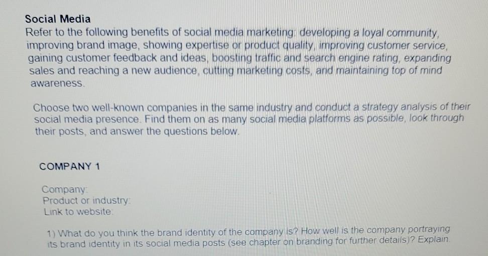 Solved Social Media Refer to the following benefits of | Chegg.com
