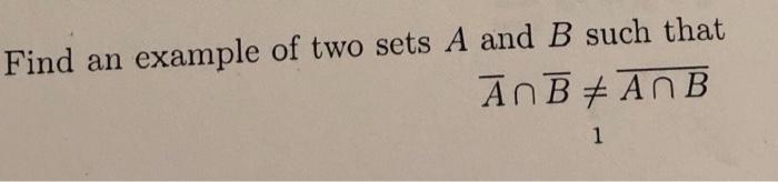 Solved Find an example of two sets A and B such that ĀNB + | Chegg.com